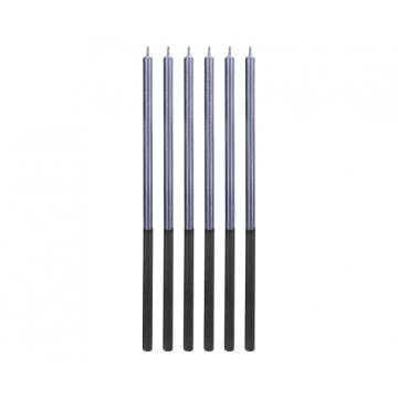  Birthday Candles Blue Metallic, 15cm 6pcs.