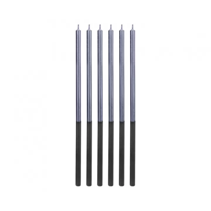  Birthday Candles Blue Metallic, 15cm 6pcs.