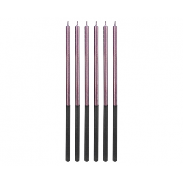  Birthday Candles Lilac Metallic, 15cm 6pcs.