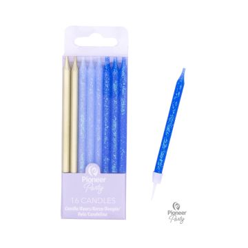 Blue and Gold Candles 16pcs.