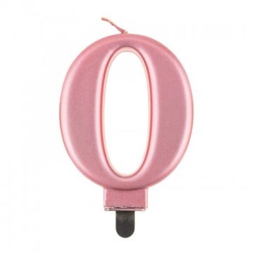 Birthday Candle Digit ''0''Rose Gold. 8cm.
