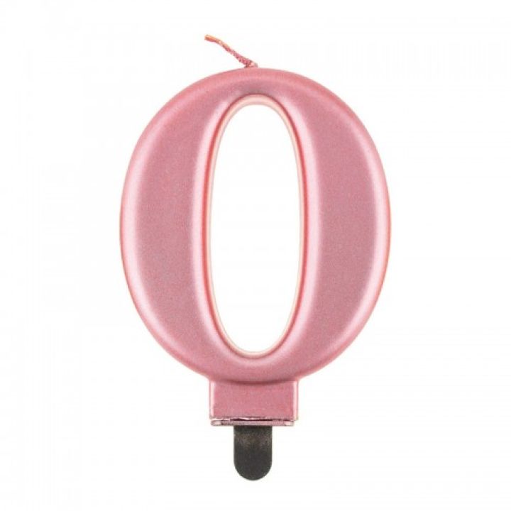 Birthday Candle Digit ''0''Rose Gold. 8cm.