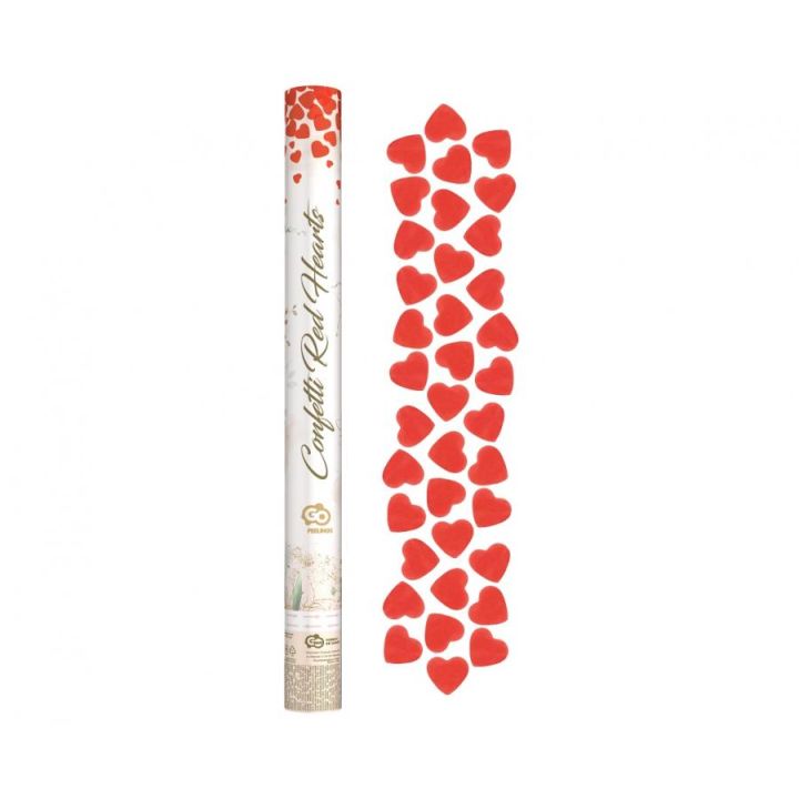 Confetti cannon red paper hearts 60 cm.