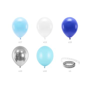 Balloon Garlan DIY, 2 Meters, Blue, White, Silver, Light blue