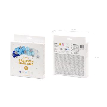 Balloon Garlan DIY, 2 Meters, Blue, White, Silver, Light blue