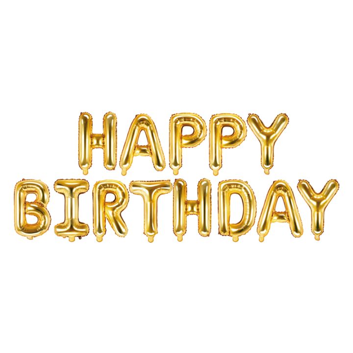 Happy Birthday Phrase Gold Set 13pcs. 40cm.