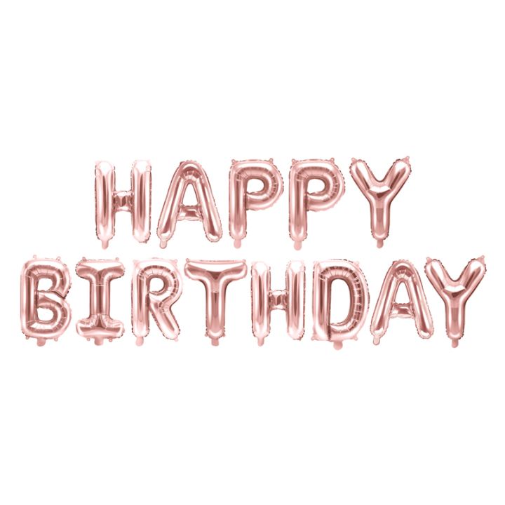 Happy Birthday Phrase Rose Gold Set 13pcs. 40cm.