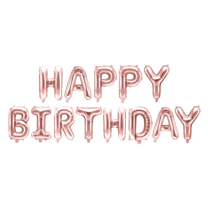 Happy Birthday Phrase Rose Gold Set 13pcs. 40cm.