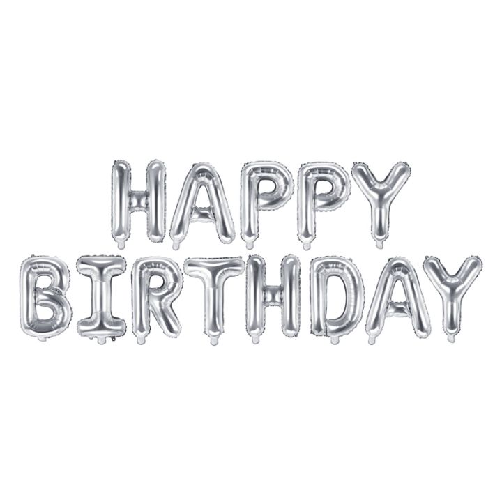 Happy Birthday Phrase Silver Set 13pcs. 40cm.