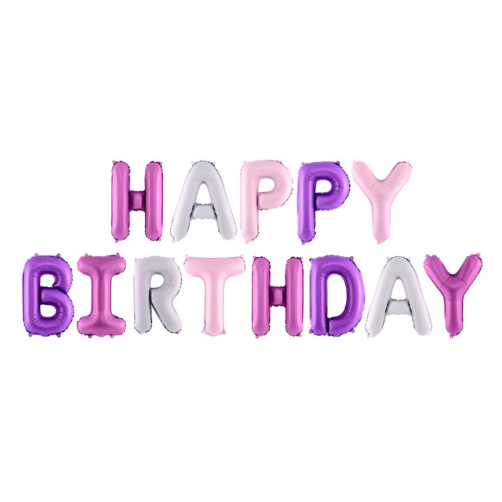 Happy Birthday Phrase Pastel colours Set 13pcs. 40cm.