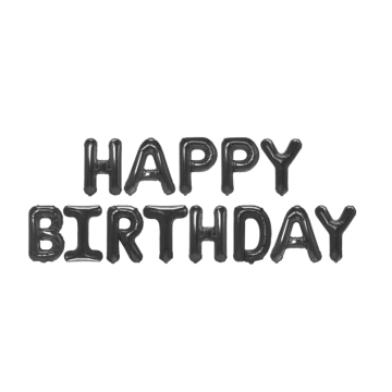 Happy Birthday Phrase Black Set 13pcs. 40cm.