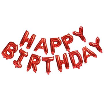 Happy Birthday Phrase Red Set 13pcs. 40cm.