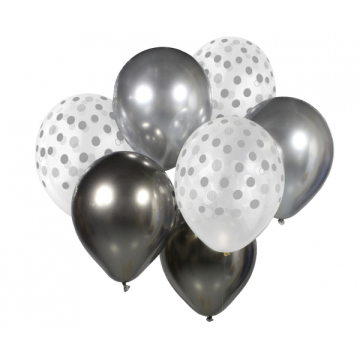 Balloon bouquet, silver colours, 7 pcs, 30cm