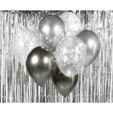 Balloon bouquet, silver colours, 7 pcs, 30cm