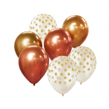 Balloon bouquet, gold, rose gold,  7 pcs, 30cm