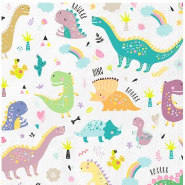 Napkins Dinosaurs 20pcs. 33x33cm.