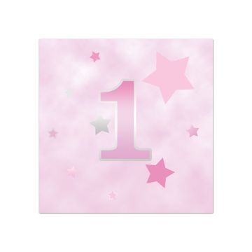 Napkins First Birthday Pink 20pcs. 33x33cm.