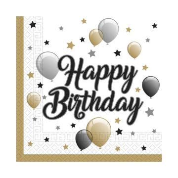 Napkins Happy Birthday 20pcs. 33x33cm.