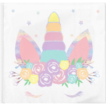 Napkins Iridescent Unicorn 16x16cm.