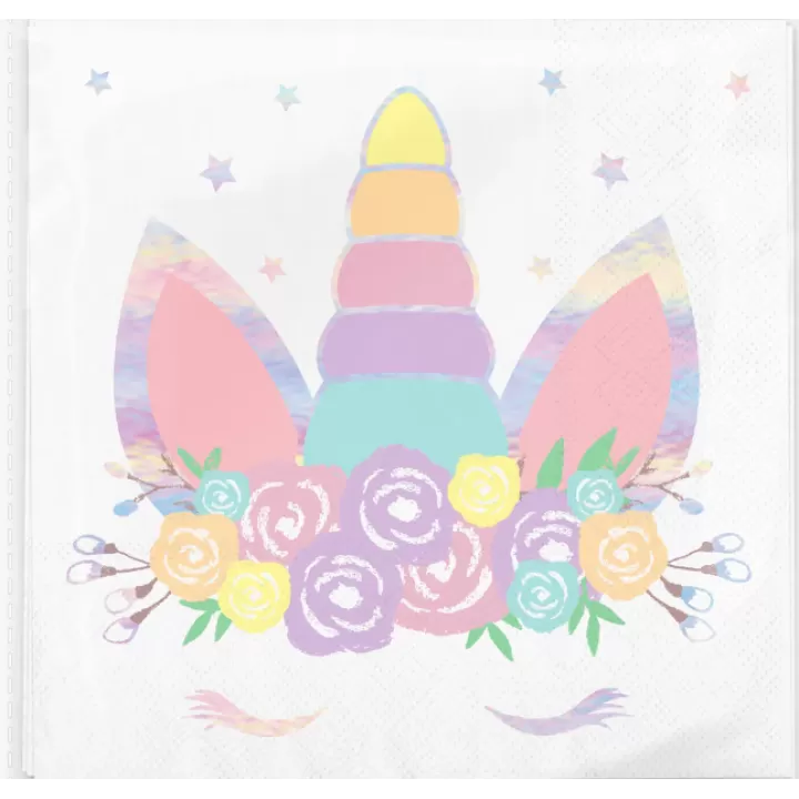 Napkins Iridescent Unicorn 16x16cm.
