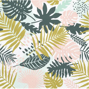 Napkins Tropical Leaves 33x 33cm, 20pcs.