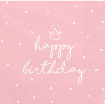 Pink Napkins Happy Birthday 20pcs.