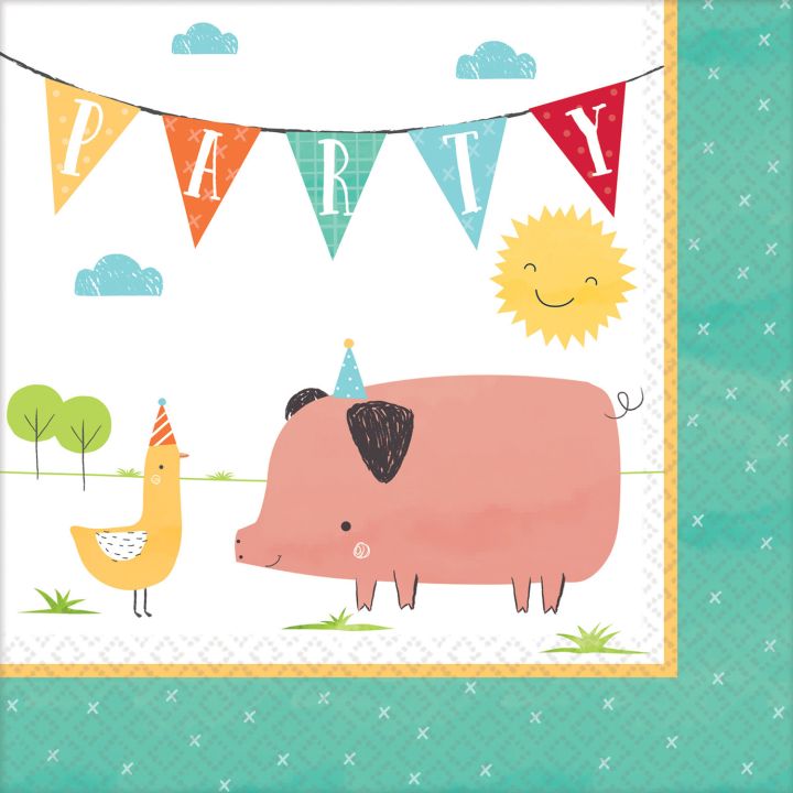 Napkins Farm Animals 16pcs. 33x33cm.