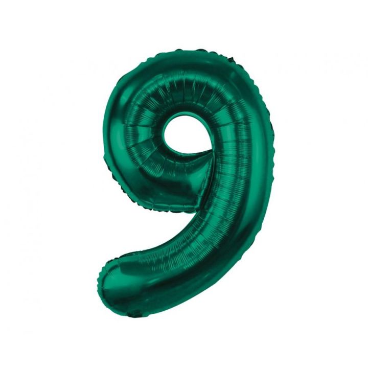 Balloon Number 9 Green 85cm