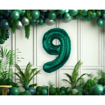 Balloon Number 9 Green 85cm