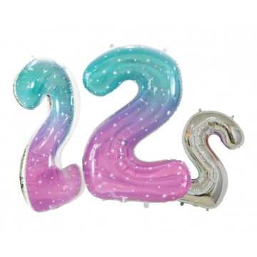 Foil number ''2'' mermaid color 78cm