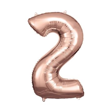 Foil number ''2' rose gold 86cm