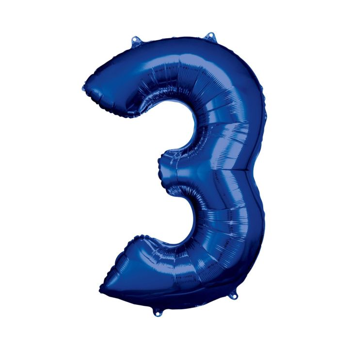 Foil number ''3' blue 86cm