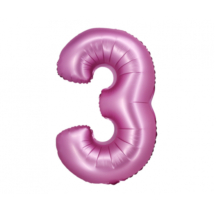 Foil number ''3'' fuchsia 76cm