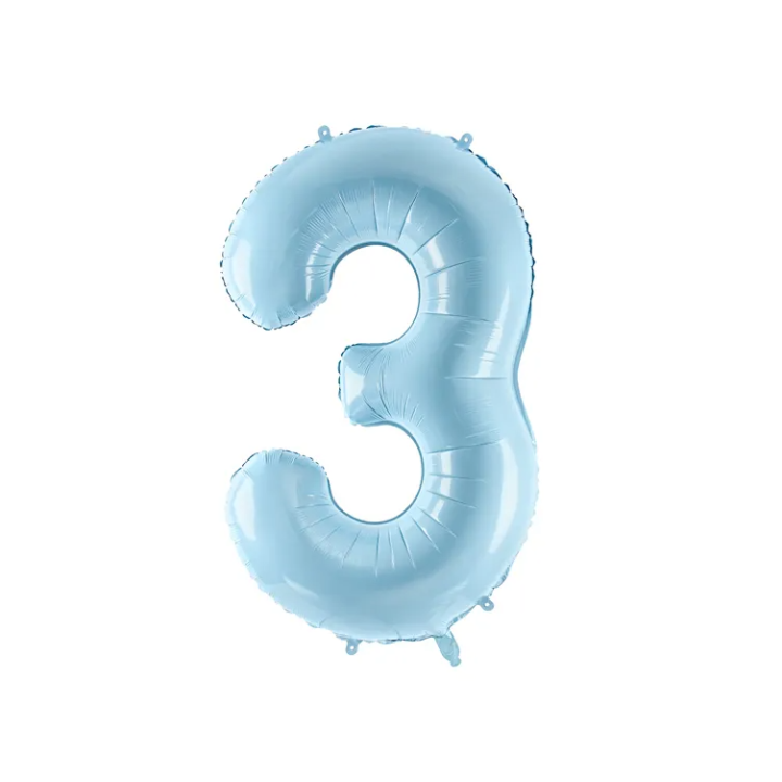 Foil number ''3'' light blue 86cm