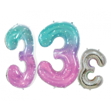 Foil number ''3'' mermaid color 78cm