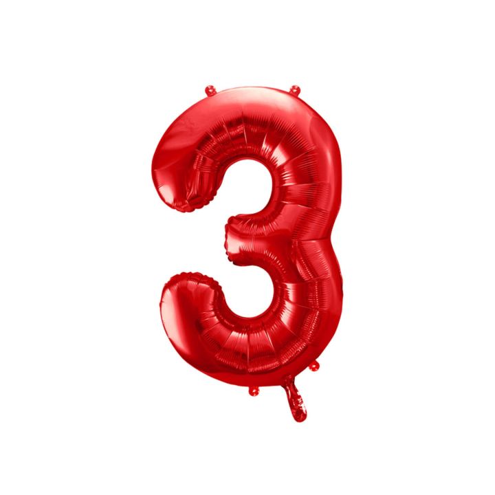 Foil Number ''3'' Red 86cm.