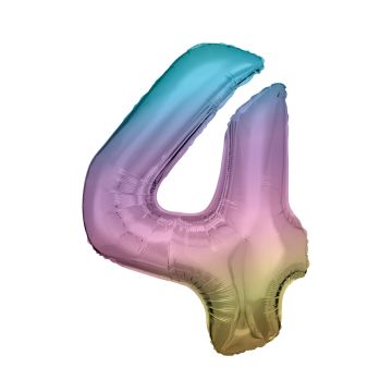 Foil number ''4'' rainbow 86cm