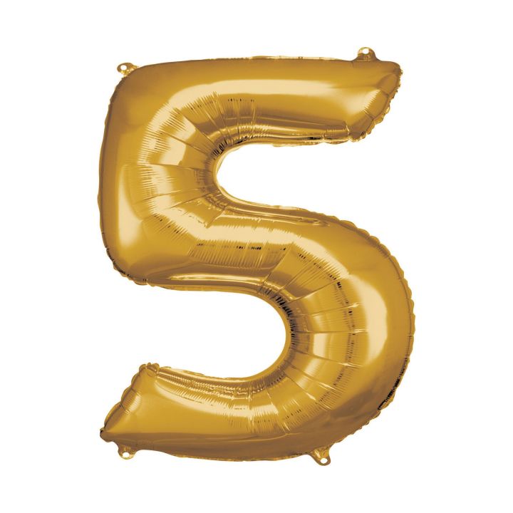 Foil number ''5' gold 86cm