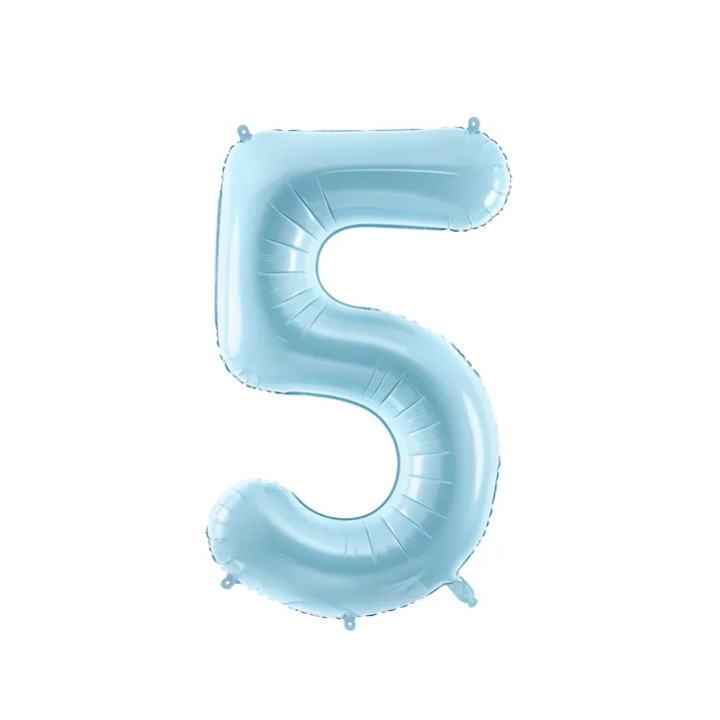 Foil number ''5'' light blue 86cm