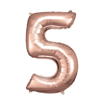 Foil number ''5'' rose gold 86cm