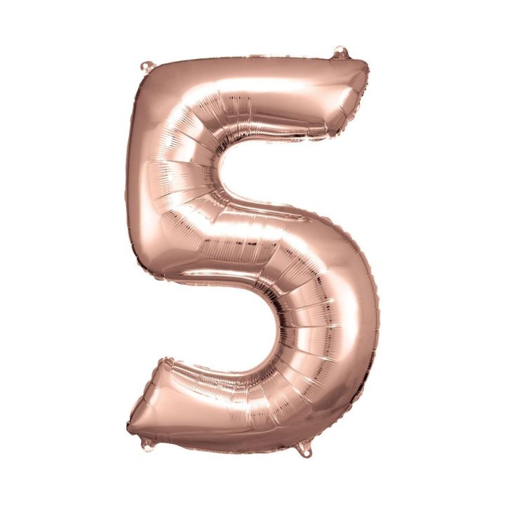 Foil number ''5'' rose gold 86cm