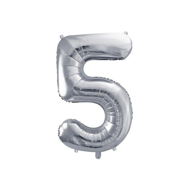 Foil number ''5'' silver 86cm