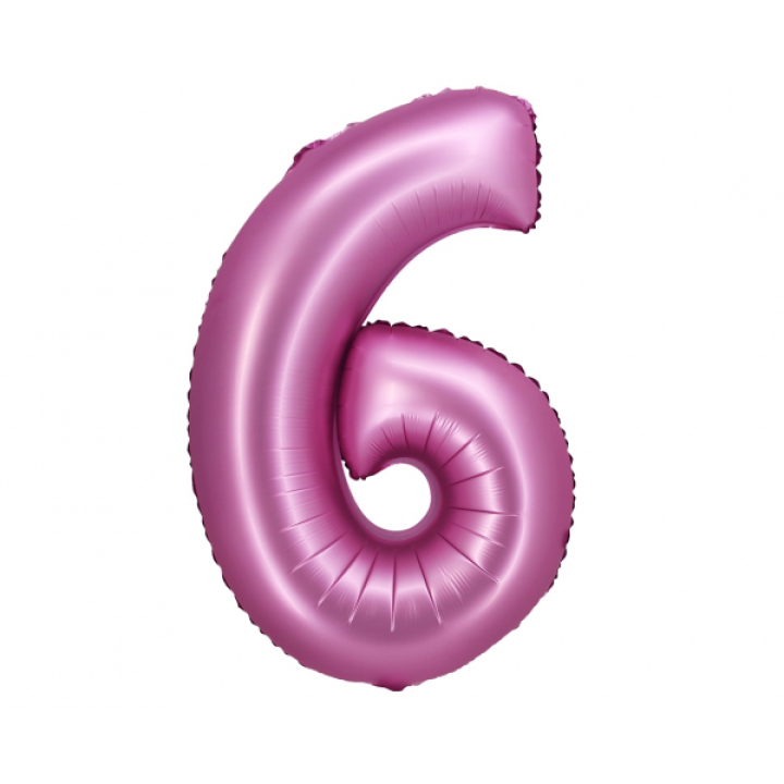 Foil number ''6'' fuchsia 76cm