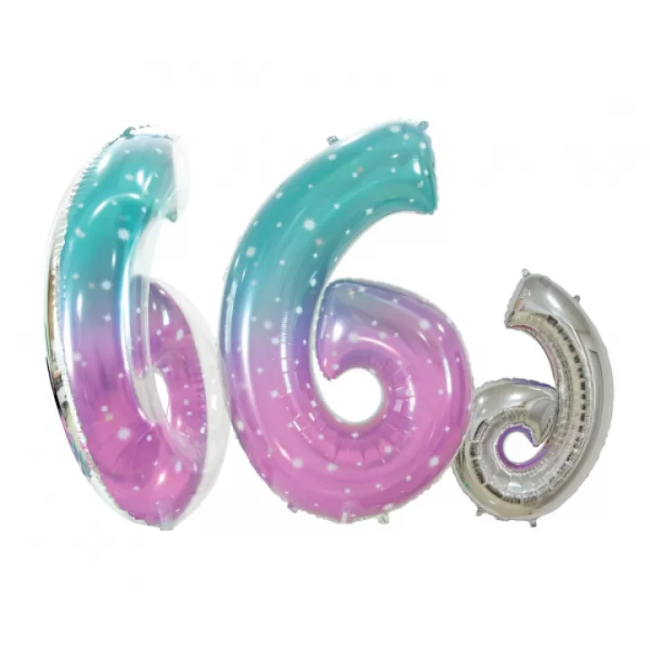 Foil number ''6'' mermaid color 78cm