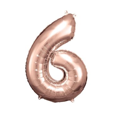 Foil number ''6' rose gold 86cm