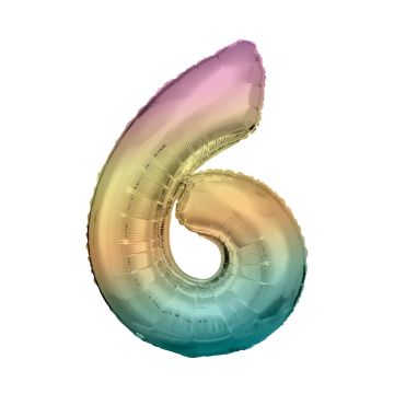 Foil number ''6'' rainbow 86cm