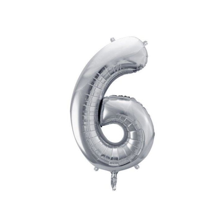 Foil number ''6'' silver 86cm