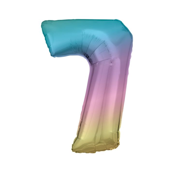 Foil number ''7'' rainbow 86cm