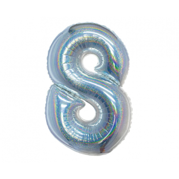Αριθμός ''8'' Μπαλόνι Ασημί Ιριδίζον 76εκ