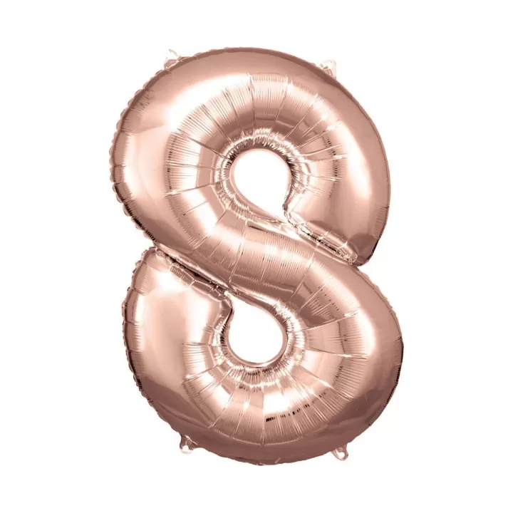 Foil number ''8' rose gold 86cm